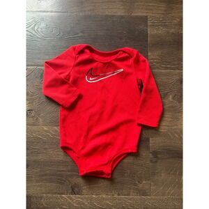 Nike Dri Fit Red Long Sleeve Baby Bodysuit shirt 18M boys